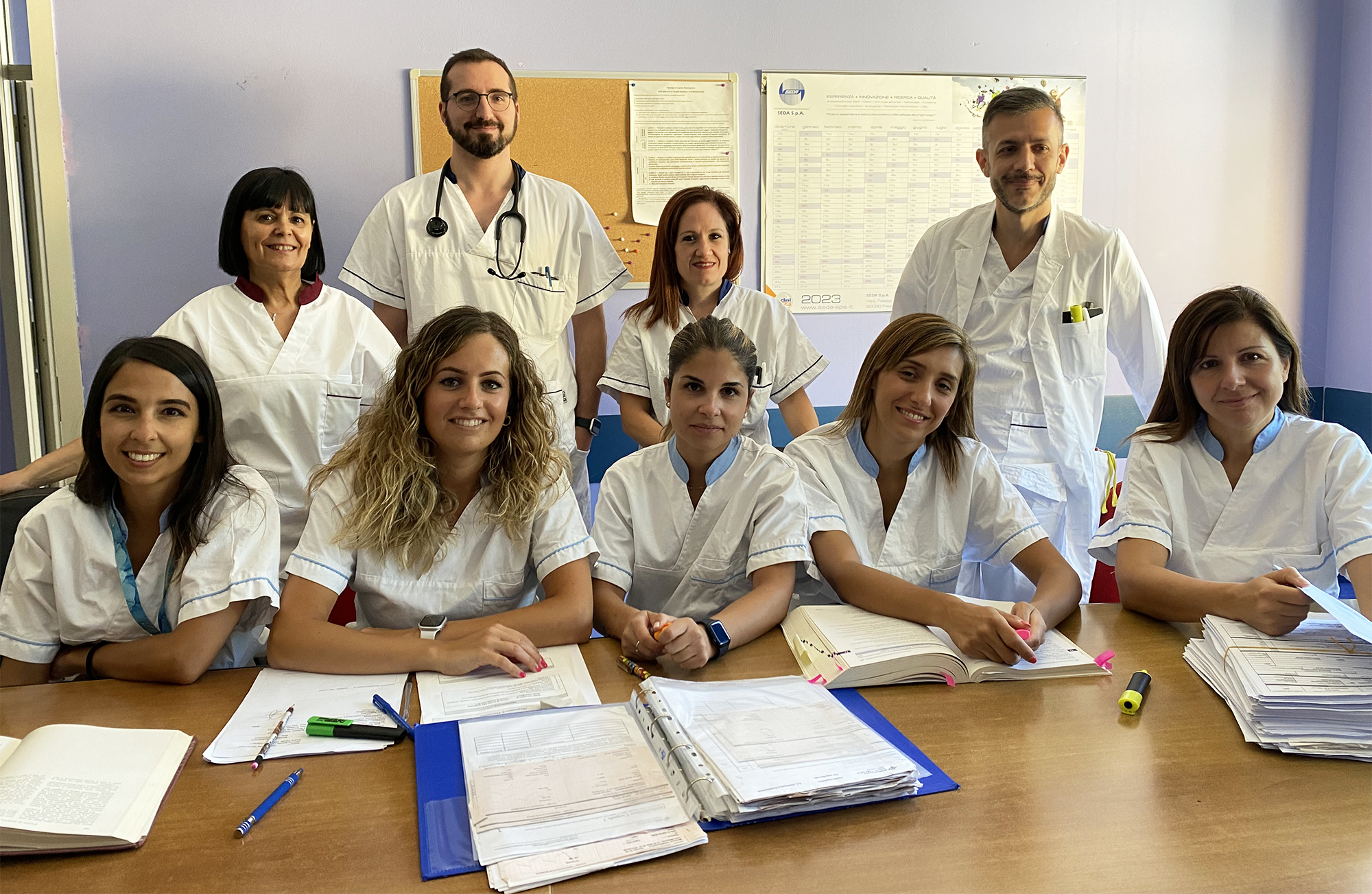 Parte del team di lavoro dell'Unità operativa di Anestesia e Rianimazione dell'ospedale di Lanusei che ha partecipato alla realizzazione delle ricerche.